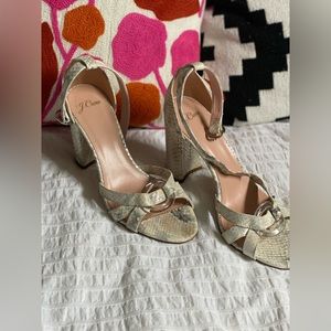 NEW-Never worn!! Metallic Snakeskin J.Crew Stella heeled sandals! 8.5